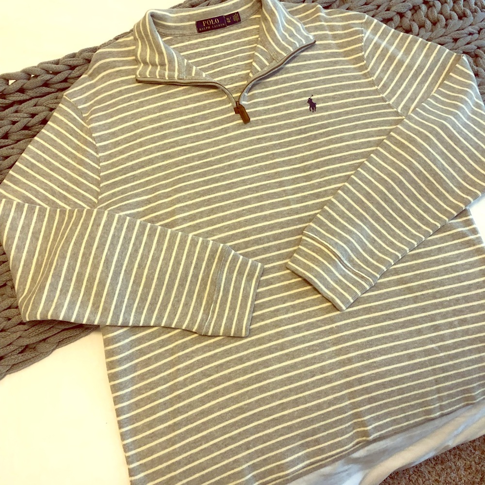 Polo Mens Half Zip French Rib Cotton Sweater